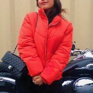 H&M Orange Puffer Jacket Size Small